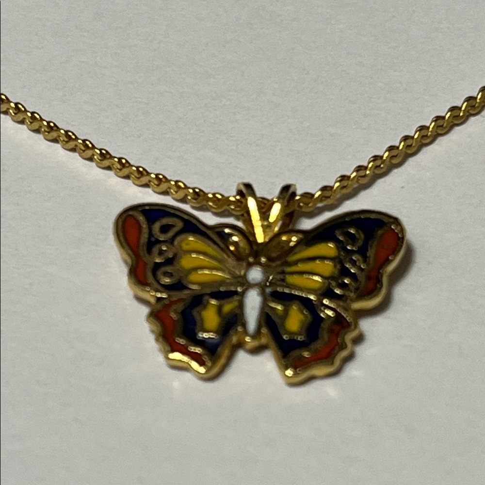 Gold Butterfly Pendant Necklace - Picture 2 of 10